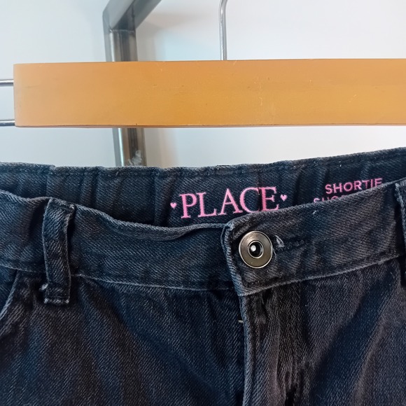 Girls Children's Place Shortie Short Court Black Wash Denim Cuffed Adjustable 12 - Picture 6 of 14